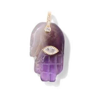 Amethist Hand Hamsa Stone Pendant Charm